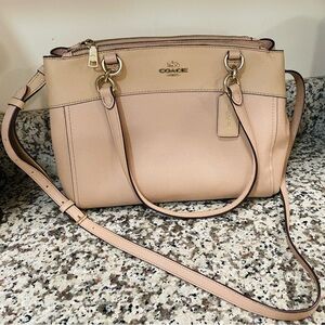 Coach leather crossbody satchel handbag purse blush off white beige